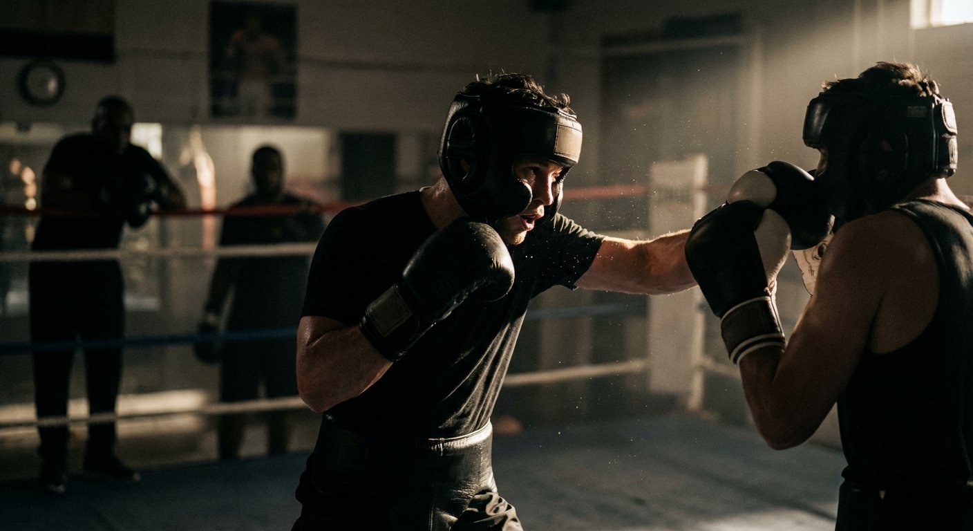 Best boxing headgear for sparring 2026 - dramatic gym scene
