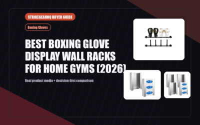 StrikeGearHQ real product featured banner for Best Boxing Glove Display Wall Racks for Home Gyms (2026)