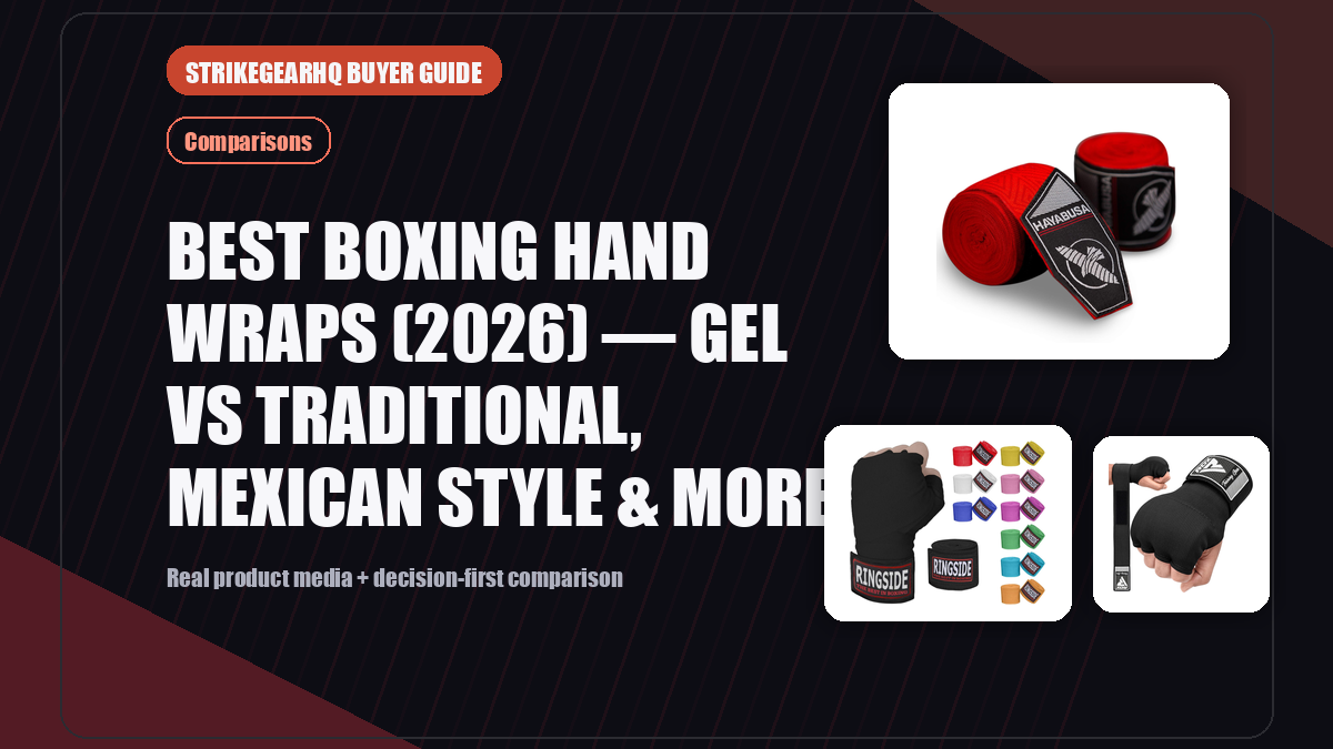 StrikeGearHQ real product featured banner for Best Boxing Hand Wraps (2026) — Gel vs Traditional, Mexican Style & More