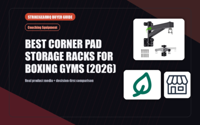 StrikeGearHQ real product featured banner for Best Corner Pad Storage Racks for Boxing Gyms (2026)