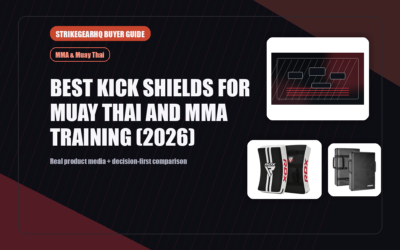 StrikeGearHQ real product featured banner for Best Kick Shields for Muay Thai and MMA Training (2026)