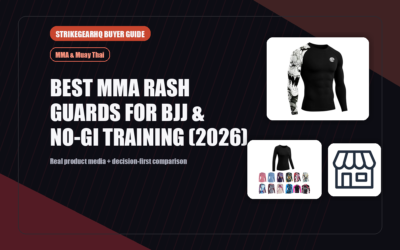 StrikeGearHQ real product featured banner for Best MMA Rash Guards for BJJ & No-Gi Training (2026)