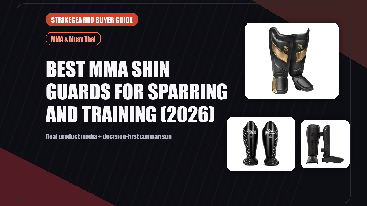 StrikeGearHQ real product featured banner for Best MMA Shin Guards for Sparring and Training (2026)