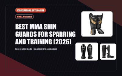 StrikeGearHQ real product featured banner for Best MMA Shin Guards for Sparring and Training (2026)