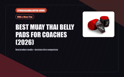StrikeGearHQ real product featured banner for Best Muay Thai Belly Pads for Coaches (2026)