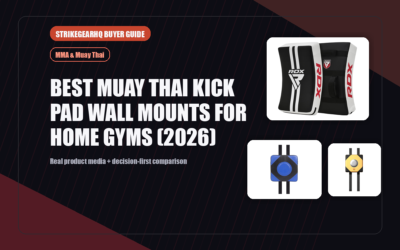 StrikeGearHQ real product featured banner for Best Muay Thai Kick Pad Wall Mounts for Home Gyms (2026)