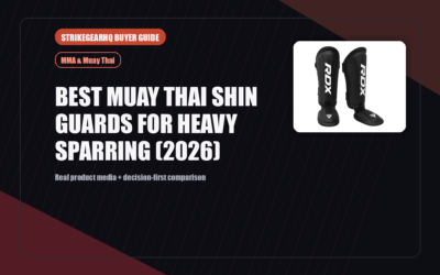 StrikeGearHQ real product featured banner for Best Muay Thai Shin Guards for Heavy Sparring (2026)