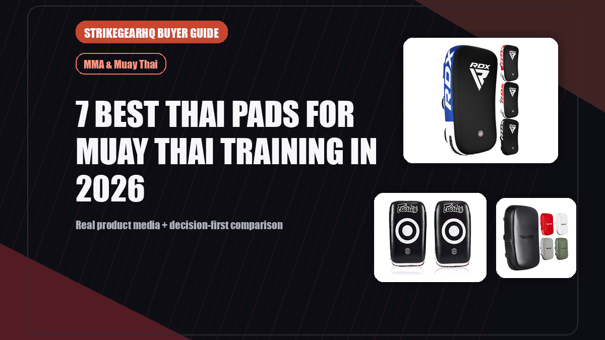 StrikeGearHQ real product featured banner for 7 Best Thai Pads for Muay Thai Training in 2026