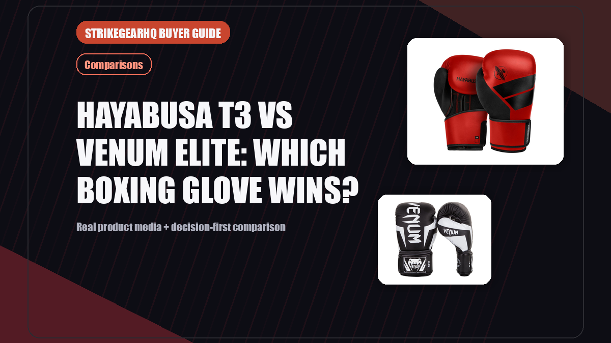 StrikeGearHQ real product featured banner for Hayabusa T3 vs Venum Elite: Which Boxing Glove Wins?