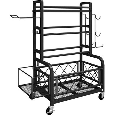 4-Tier Weight Rack for Home Gym with Wheels and Hooks, Black | Adjustable Gym Storage Rack for Dumbbells Kettlebells Yoga Mat, All-in-One, Space Saving, Heavy Duty Steel, Easy to Assemble product image