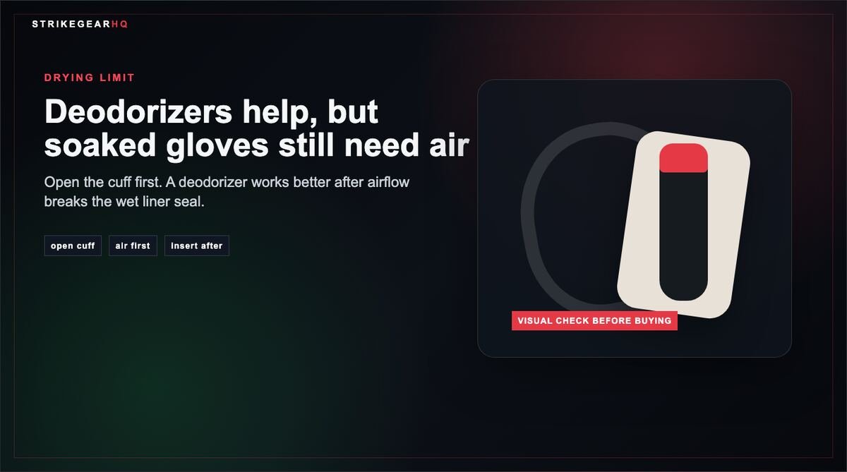 Drying limit visual for boxing glove deodorizer use