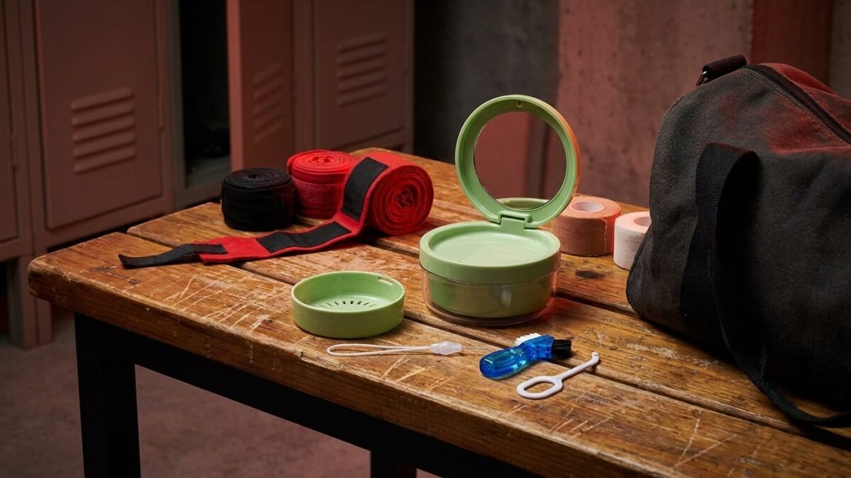 StrikeGearHQ realistic product-source feature image for Best Boxing Mouthguard Drying Racks for Sinks (2026)