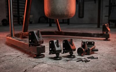 StrikeGearHQ realistic product-source feature image for heavy bag base levelers on uneven floors
