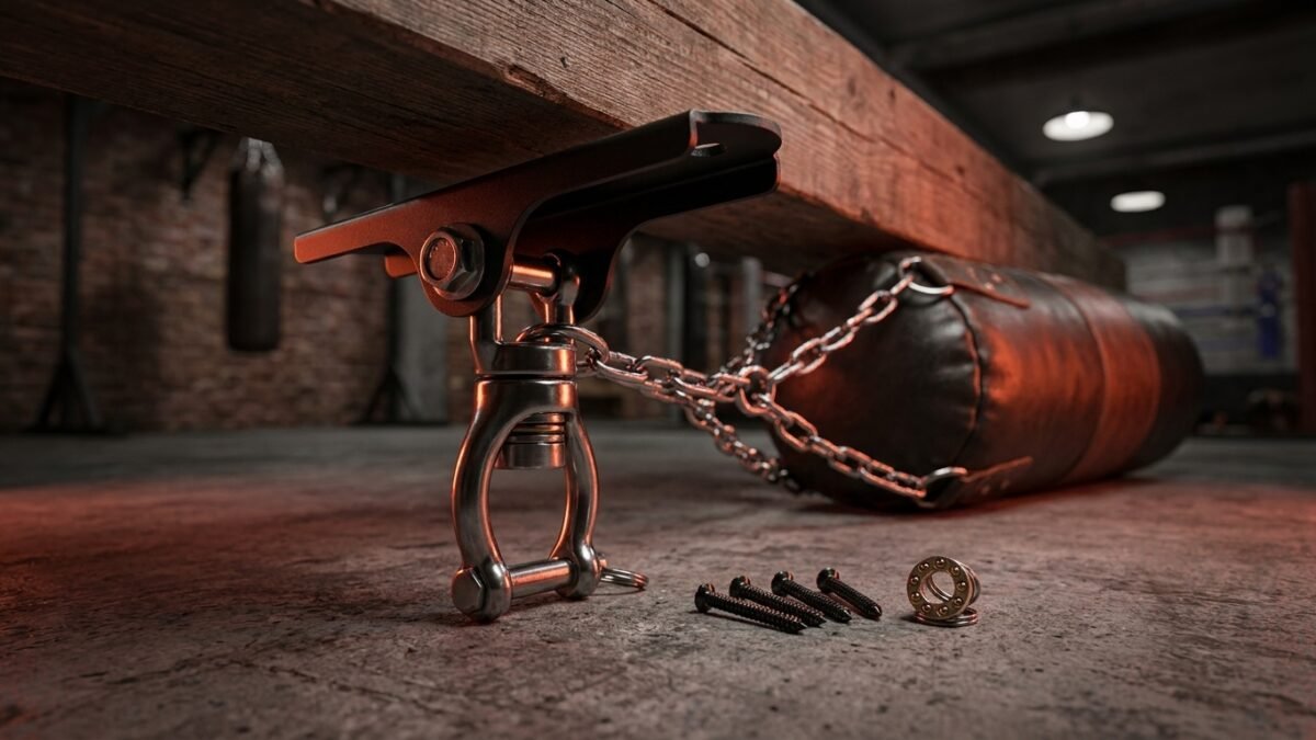 StrikeGearHQ realistic product-source feature image for Best Heavy Bag Ceiling Mount Swivels for Basements (2026)