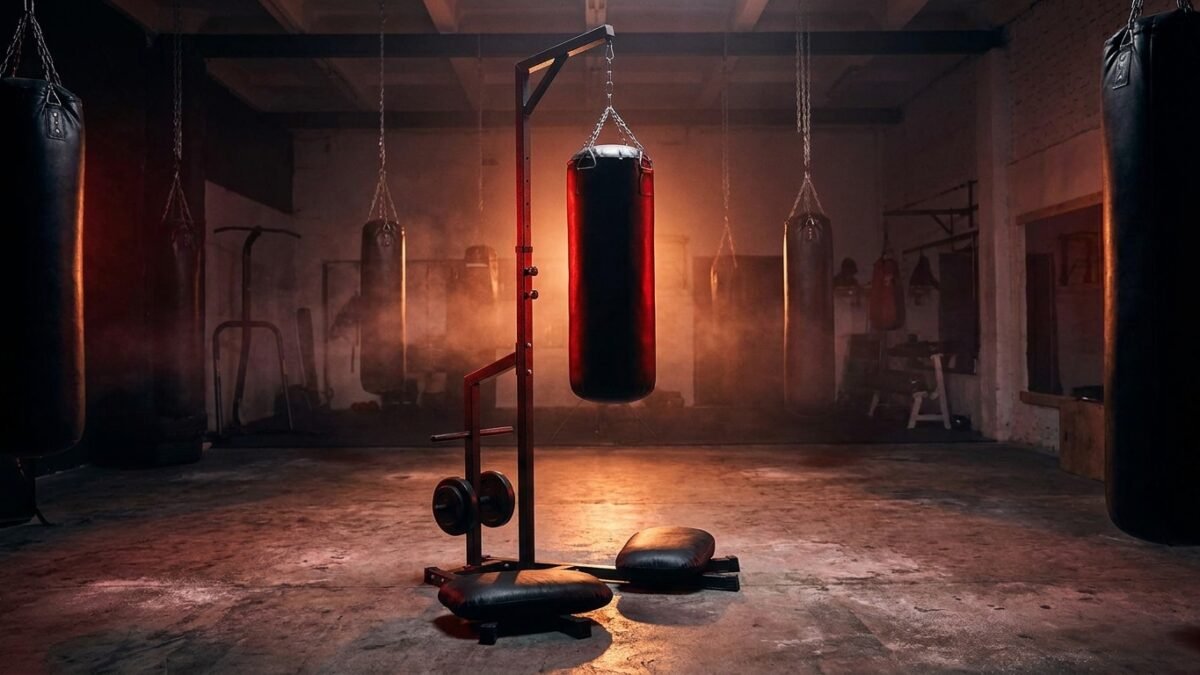 StrikeGearHQ realistic product-source feature image for Best Heavy Bag Stand Weight Bags for Stability (2026)