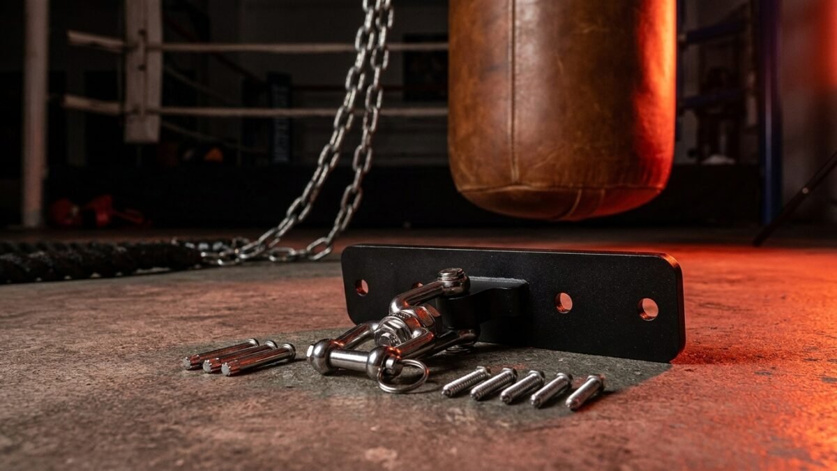 StrikeGearHQ realistic product-source feature image for Best Heavy Bag Swivels for Home Gyms (2026)