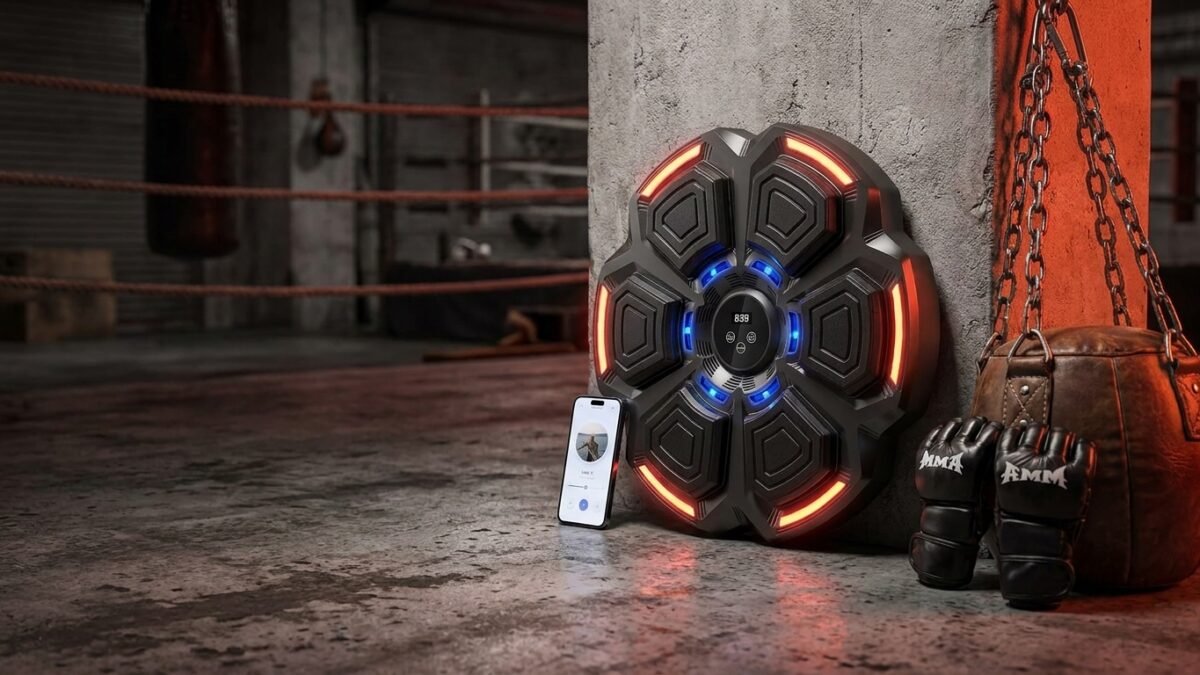 StrikeGearHQ realistic product-source feature image for 7 Best Music Boxing Machines (2026): Wall-Mounted Training Tested