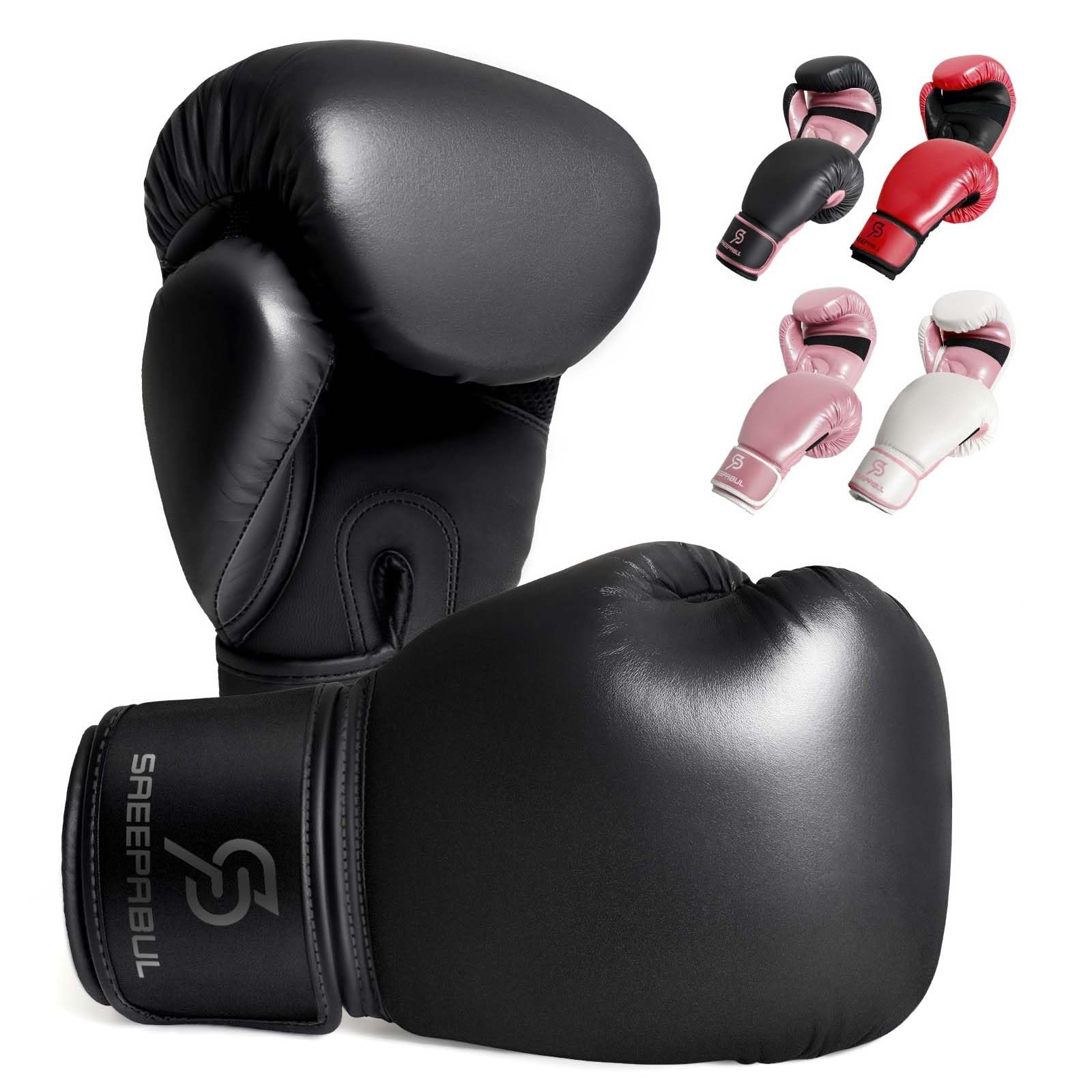 SAEEPABUL Boxing Gloves for Men & Women, Beginner Kickboxing, Black, 12oz | BEGINNER-FRIENDLY PROTECTION, Training, Cushioned Knuckles, Secure Wrist Support, Breathable Palm, Boxing, Kickboxing & MMA product image