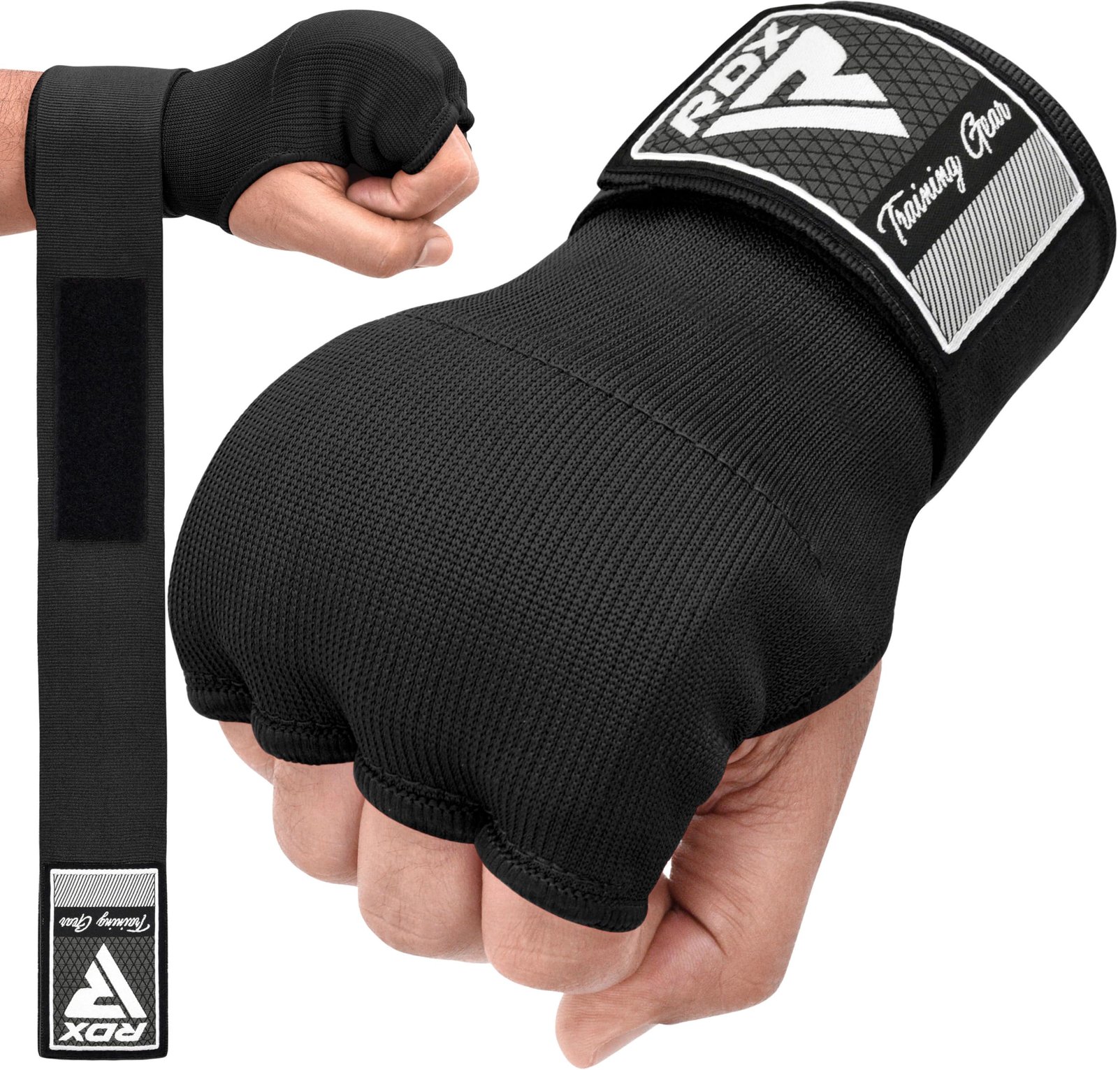 RDX Training Boxing Inner Gloves Hand Wraps MMA Fist Protector Bandages Mitts,Black,Large product image