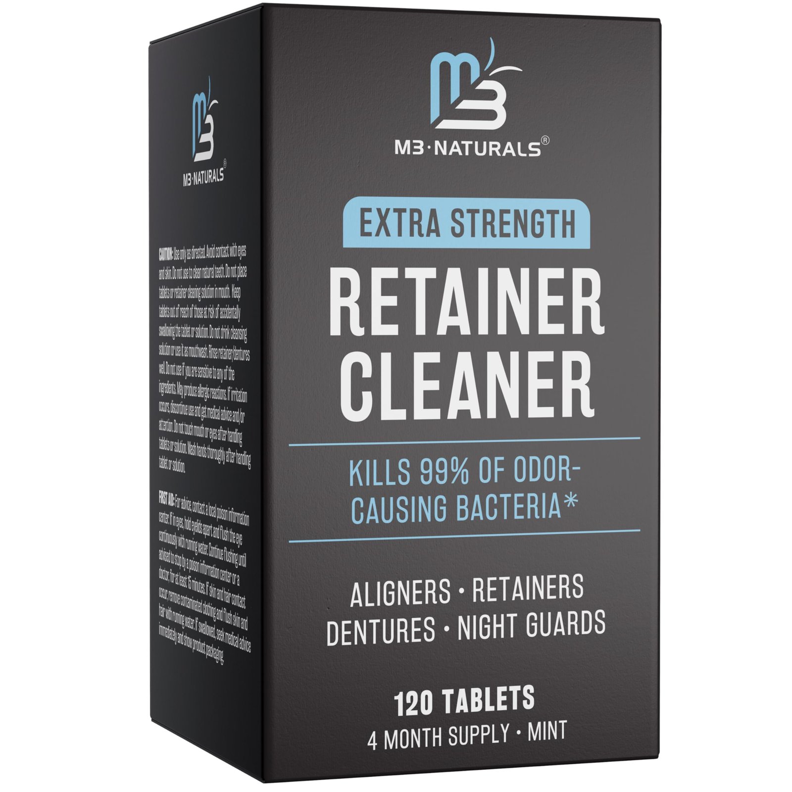 Retainer Cleaner Tablets, Denture Cleaner, Mint, 4 Month Supply by M3 | Compatible with Retainer Cleaner Machine & Ultrasonic Retainer Cleaner, Helps Remove Tough Stains, Buildup, Odors & Plaque : Health & Household product image