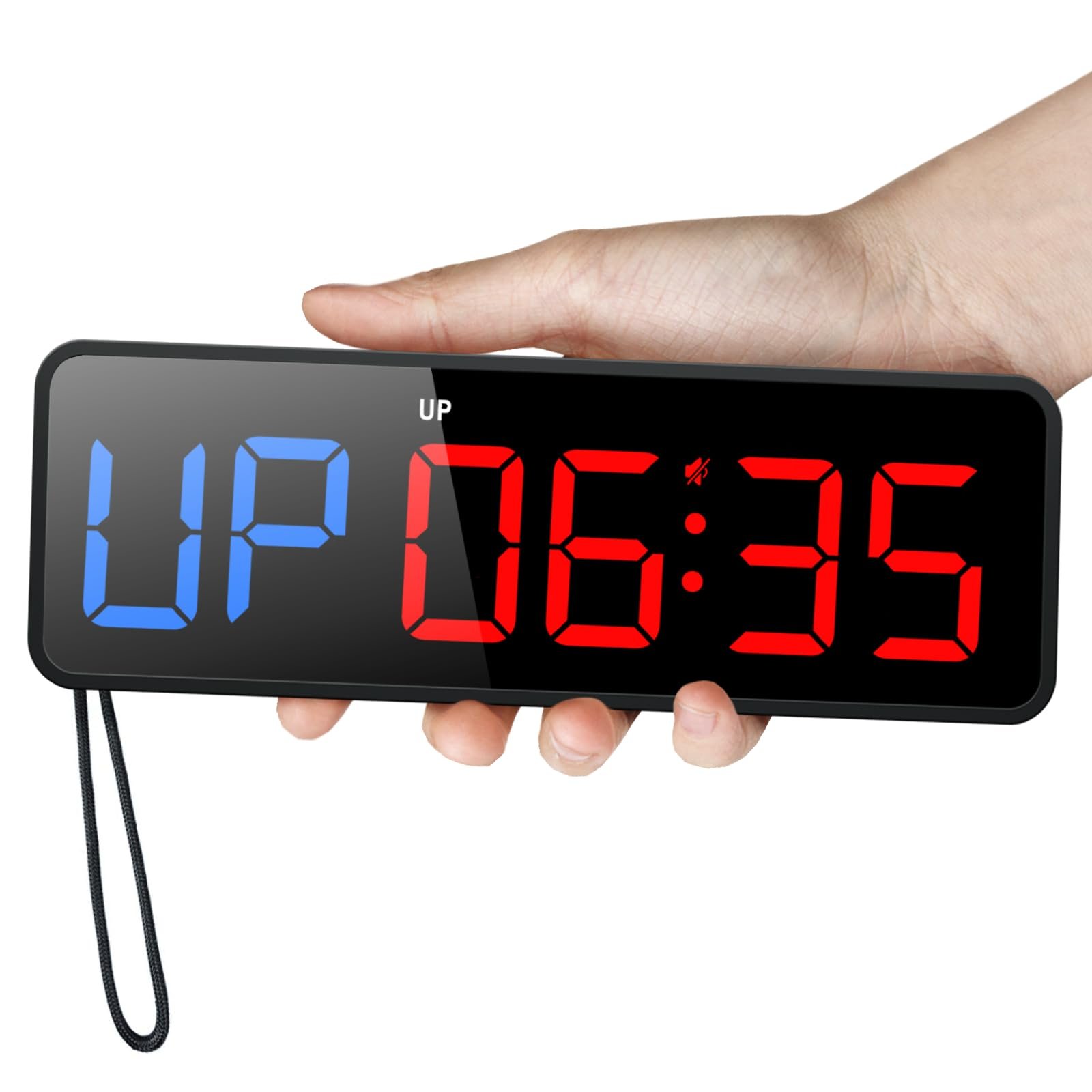 Samshow Gym Clock Timer Large LED Display for Tabata, FGB & EMOM Workout | Plug-in Wall Alarm with Remote Control,10 Custom Interval Modes,12" Screen,120dB Buzzer for Home Gym HIIT Boxing Yoga Garage product image
