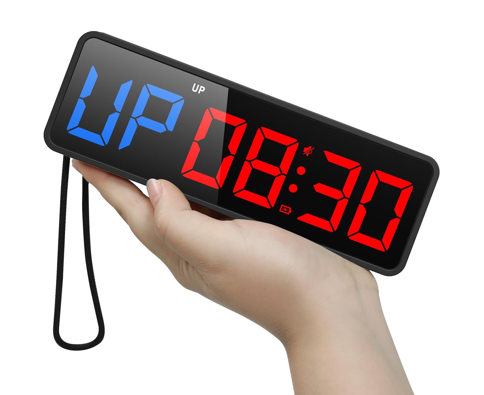 AnExer Gym Timers 16.5" Large Digital Wall Clock for Gym Interval Workout, Remote Control Interval Training Gym Indoor Timer, Blue-red product image