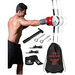 BOXERPOINT Double End Punching Bag - PU Leather, Adjustable Cords | Durable PU leather double-end bag - adjustable cords - Use for boxing, speed & reflex training, home gym product image
