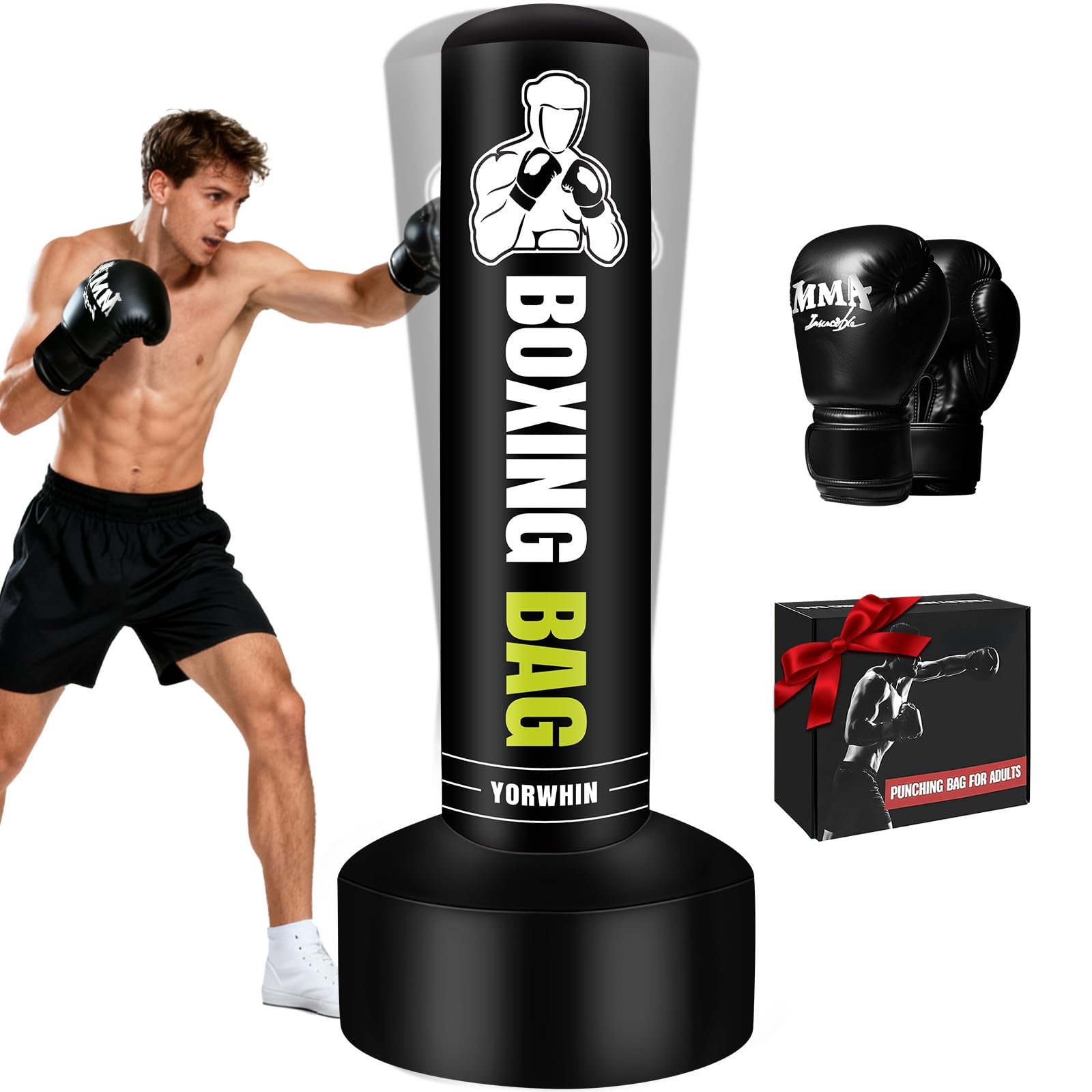 Heavy Freestanding Punching Bag for Adults, 70'' Standing Punching Bag | Heavy Bag with Boxing Gloves, Women Men Boxing Training Equipment Kickboxing Bags for Beginners Training MMA Fitness Home Gym product image