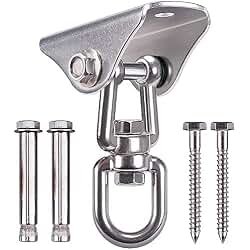 2Pack Ceiling Mount Swing Hanger with Bearing 900 LB Capacity Heavy Bag Hanger 360° Swivel Hook Hanging Chair Mount Stainless Steel Swing Hardware for Aerial Silks, Punching Bag, Hammock, Porch Swings : Toys & Games product image