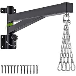 BeneLabel Heavy Bag Hanger Wall Mount with Hanging Chain 360 Swivel Punching Bag Wall Hanger with Adjustable Length & Heigth Boxing Bag Bracket for Home Gym - Holds up to 800 lbs Capacity | Foldable,44-64cm Length,33-45cm Height,Joist Mount,MMA Muay Thai Speed Exercise Training,Home Gym Garage,250-500lbs,Hardware product image