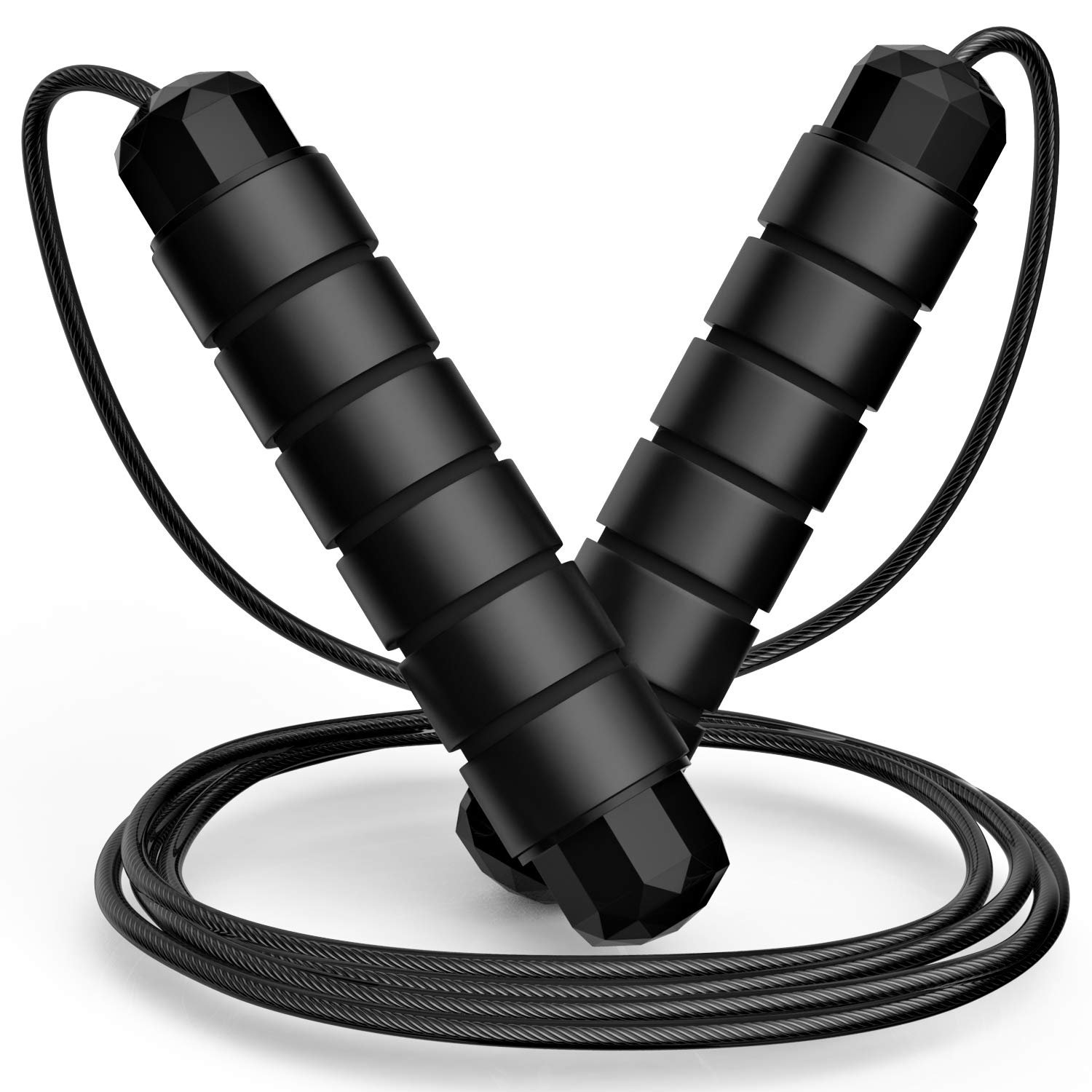 Jump Rope, Tangle-Free Rapid Speed Jumping Rope Cable with Ball Bearings for Women, Men and Kids, Adjustable Foam Handles Steel Jump Ropes for Fitness product image