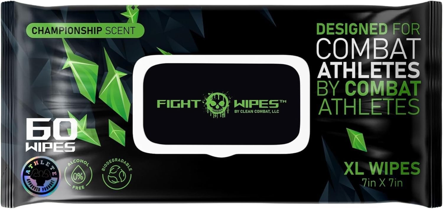 FIGHT WIPES Boxing Glove Deodorizer, Cleaner, & Odor Eliminator for Muay Thai, MMA & Combat Sports Equipment Alcohol Free, Skin Safe Cleansing Wipes for Martial Artists product image