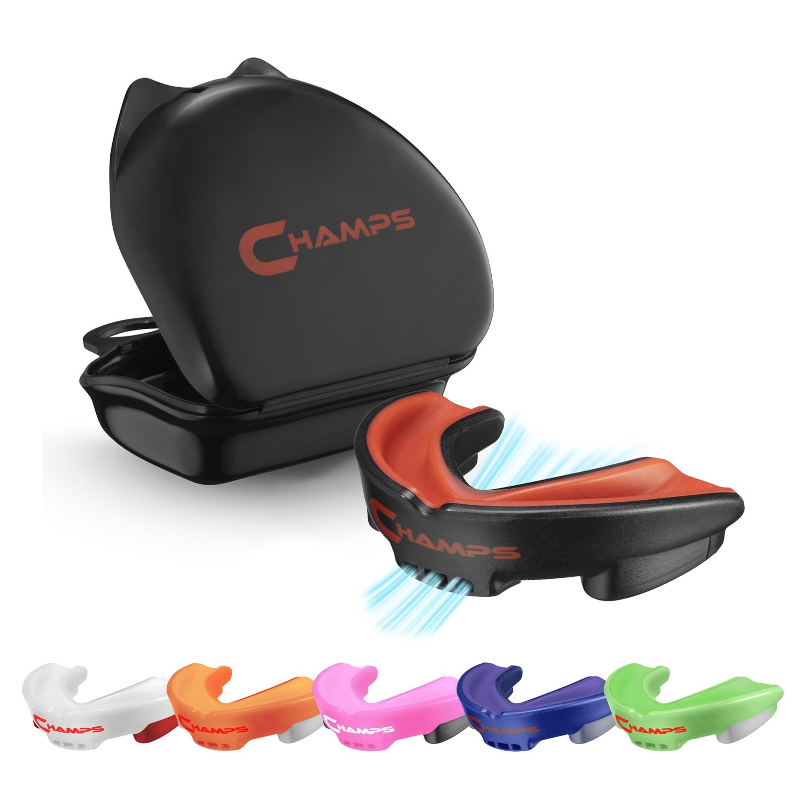 Champs MMA Breathable Mouth Guard for Boxing, MMA, Jiu Jitsu, Muay Thai, Wrestling & Combat Sports – Easy Fit, Boil & Bite Design Mouthpiece – Durable Boxing Mouthguard for Men & Adults, Case Included product image
