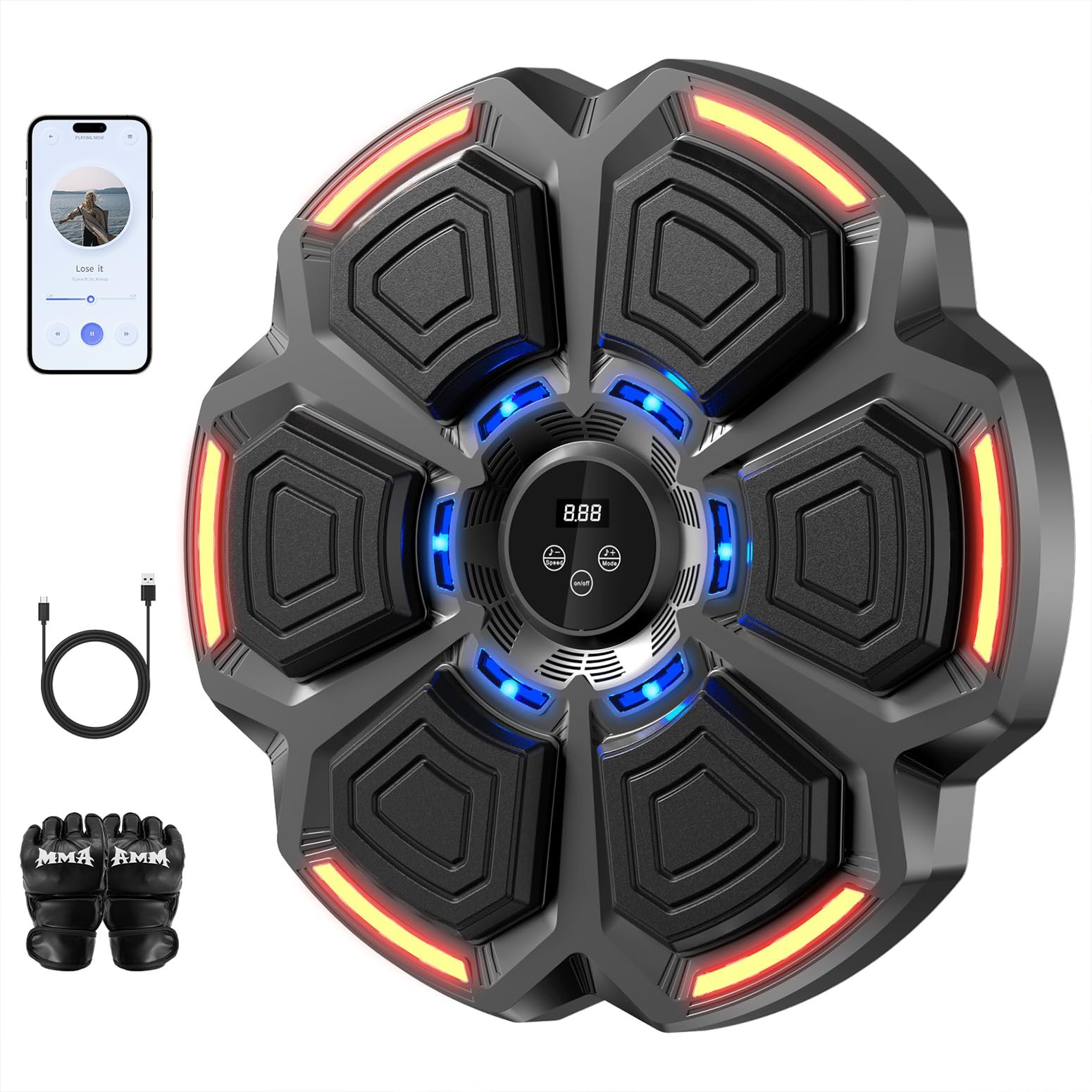 Music Boxing Machine for Kids with Gloves, Interactive Boxing Toys for Kids | Wall Mounted Smart Bluetooth Punching Boxing Training Sport Toys for Kids, Birthday Gifts for Boys Girls 5 6 7 8 9 10 12+ : Toys & Games product image