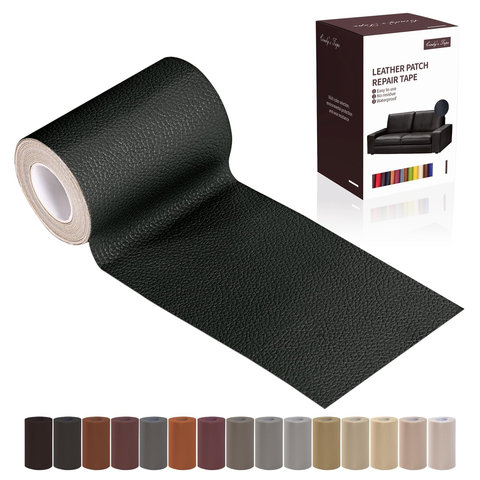 Speed bag leather repair patch tape, Black 3 x 61 Inches Self Adhesive Leather Repair Kit for Furniture, Car Seat,Vinyl Leather Repair Kit for Office Chairs, Couch, Sofa, Luggage : Arts, Crafts & Sewing product image