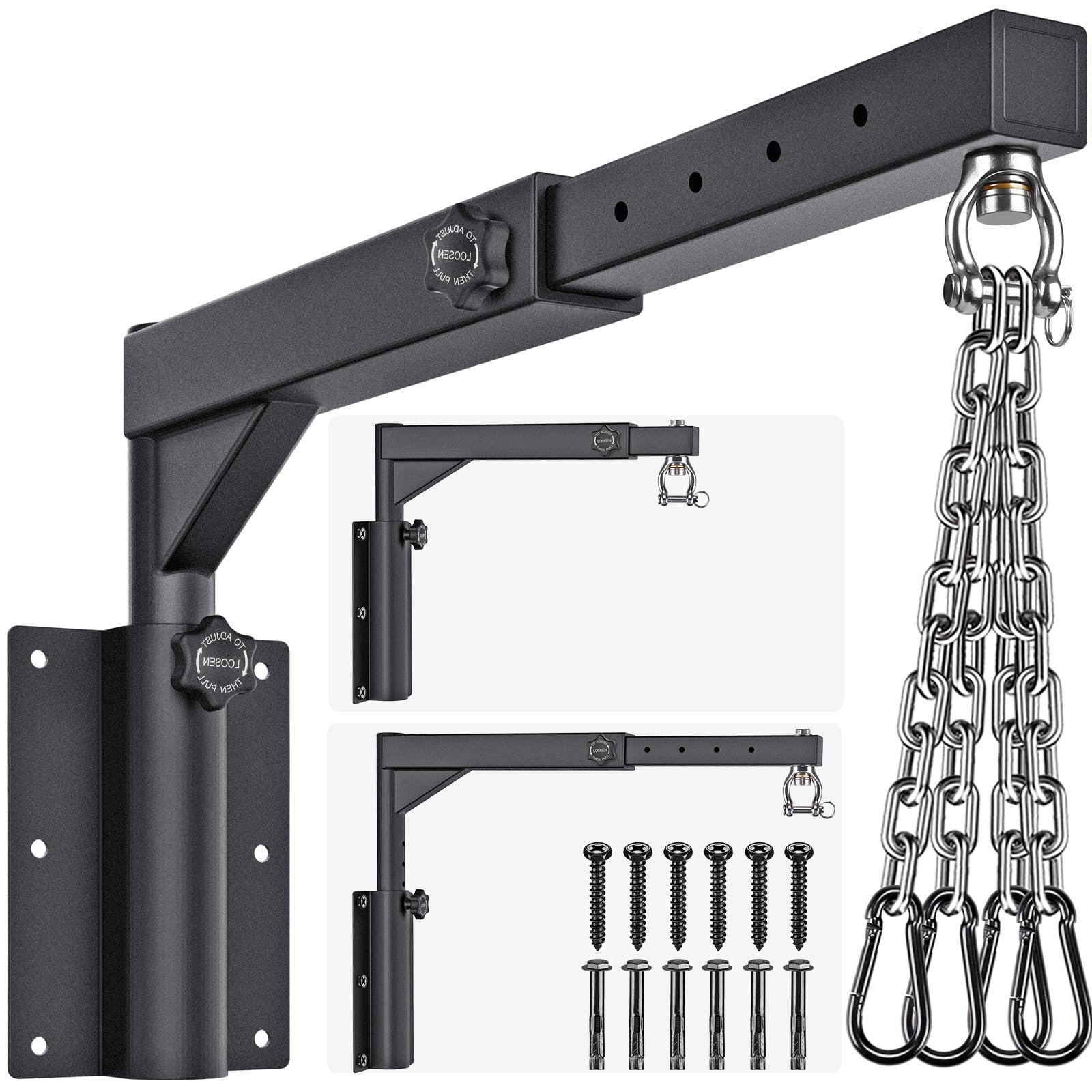 Dolibest Wall Mount Heavy Bag Hanger with 4 Chains, Heavy Duty 360° Swivel Punching Bag Hanger Stand, Adjustable Boxing Hanger for Home Gym Indoor Outdoor (800 LB Capacity) product image