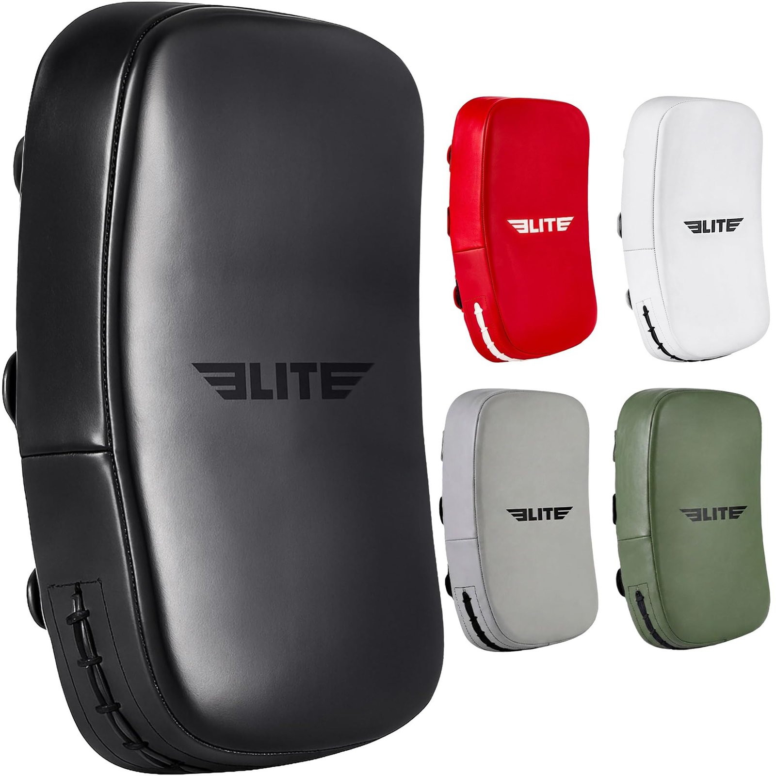 Elite Sports Pre-Curved Muay Thai Kickboxing Training Pad for Kickboxing,MMA,Taekwondo,Karate. Ideal for Punches,Knees, and Kicks in Martial Arts Training (Solid Black) product image