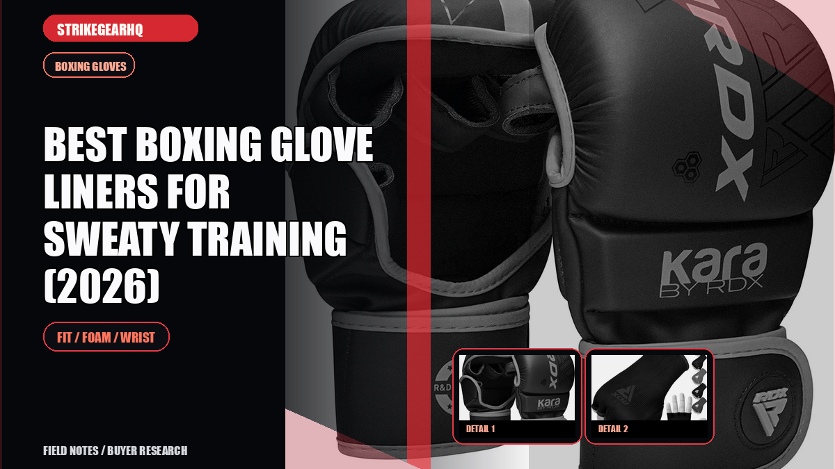 StrikeGearHQ article-specific real product banner for Best Boxing Glove Liners for Sweaty Training (2026)