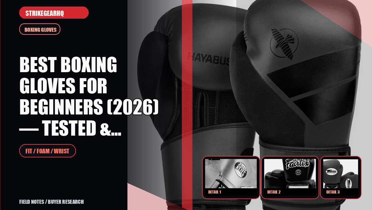 StrikeGearHQ article-specific real product banner for Best Boxing Gloves for Beginners (2026) — Tested & Ranked