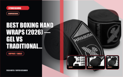 StrikeGearHQ article-specific real product banner for Best Boxing Hand Wraps (2026) — Gel vs Traditional, Mexican Style & More