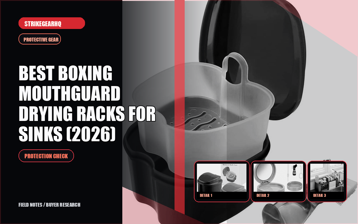 Editorial dark training layout for boxing mouthguard drying racks for sinks