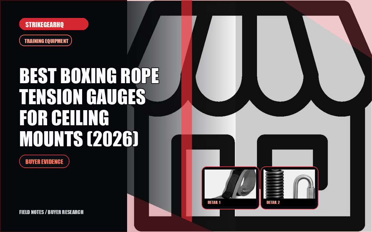 Editorial dark training layout for boxing rope tension gauges for ceiling mounts