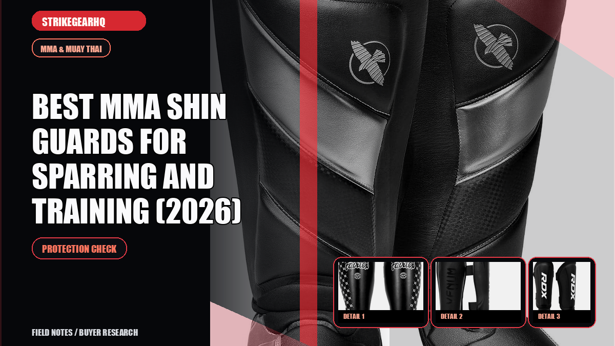 StrikeGearHQ article-specific real product banner for Best MMA Shin Guards for Sparring and Training (2026)