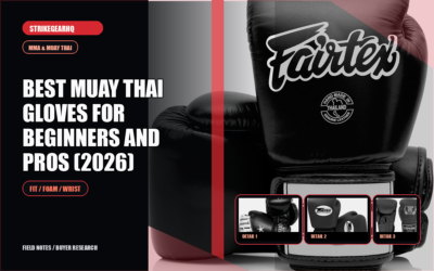 StrikeGearHQ article-specific real product banner for Best Muay Thai Gloves for Beginners and Pros (2026)