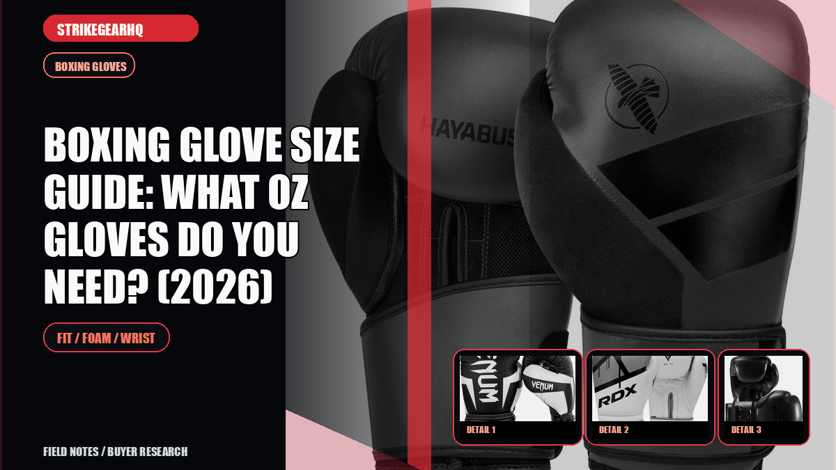 StrikeGearHQ article-specific real product banner for Boxing Glove Size Guide: What Oz Gloves Do You Need? (2026)